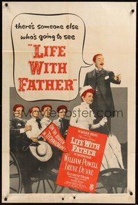 7d523 LIFE WITH FATHER 1sh '47 cool art of William Powell & Irene Dunne!