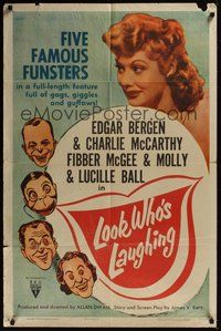 7d536 LOOK WHO'S LAUGHING style A 1sh R52 Lucille Ball, Fibber McGee & Molly, Bergen & McCarthy!