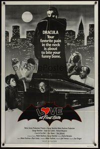 7d539 LOVE AT FIRST BITE int'l 1sh '79 AIP, wacky vampire image of George Hamilton as Dracula!
