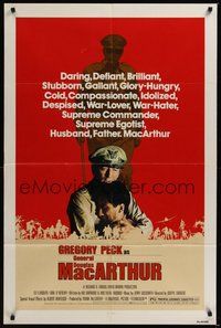7d544 MacARTHUR 1sh '77 daring, brilliant, stubborn World War II Rebel General Gregory Peck!
