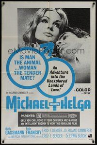 7d577 MICHAEL & HELGA 1sh '69 an adventure into the unexplored lands of love, is man an animal?