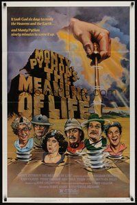 7d589 MONTY PYTHON'S THE MEANING OF LIFE 1sh '83 wacky artwork of the screwy Monty Python cast!