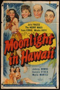 7d592 MOONLIGHT IN HAWAII 1sh '41 sexy Jane Frazee, Leon Erroll, Mischa Auer!