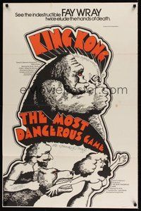 7d600 MOST DANGEROUS GAME/KING KONG 1sh '60s double-bill, sexy art of Fay Wray & giant ape!