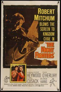 7d631 NIGHT FIGHTERS 1sh '60 Robert Mitchum blows the screen to kingdom come!