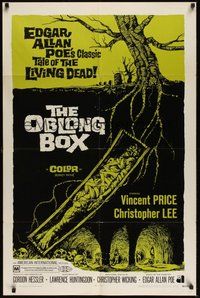 7d645 OBLONG BOX 1sh '69 Vincent Price, Christopher Lee, Edgar Allan Poe, cool horror art!