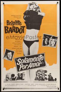 7d657 ONLY FOR LOVE Spanish/U.S. 1sh '63 Roger Vadim's La Bride sur le cou, sexy Brigitte Bardot!