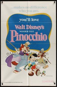 7d683 PINOCCHIO 1sh R78 Disney classic fantasy cartoon about a wooden boy who wants to be real!