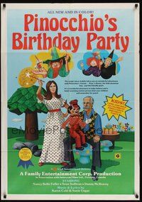7d685 PINOCCHIO'S BIRTHDAY PARTY 1sh '74 artwork of children's characters!