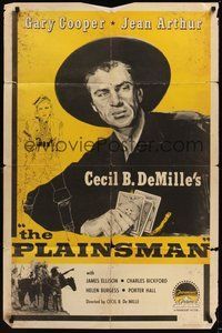 7d688 PLAINSMAN 1sh R58 cool art of Gary Cooper & Jean Arthur, Cecil B. DeMille!