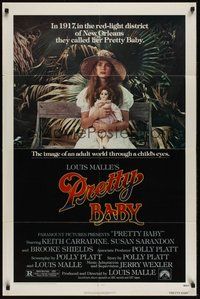 7d697 PRETTY BABY 1sh '78 directed by Louis Malle, young Brooke Shields sitting with doll!