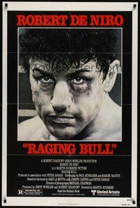 7d705 RAGING BULL 1sh '80 Martin Scorsese, classic close up boxing image of Robert De Niro!