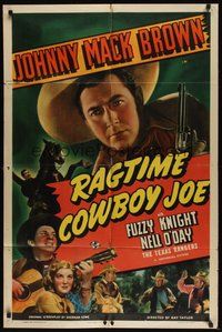 7d707 RAGTIME COWBOY JOE 1sh '40 Johnny Mack Brown, Fuzzy Knight & The Texas Rangers!