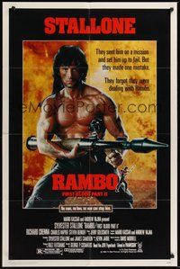 7d712 RAMBO FIRST BLOOD PART II 1sh '85 no man, no law, no war can stop Sylvester Stallone!