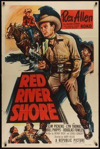 7d718 RED RIVER SHORE 1sh '53 cool full-length artwork of cowboy Rex Allen pointing gun!