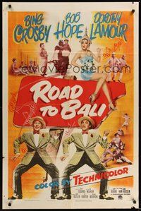 7d729 ROAD TO BALI 1sh '52 Bing Crosby, Bob Hope & sexy Dorothy Lamour in Indonesia!