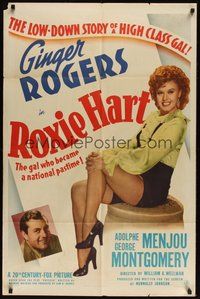 7d737 ROXIE HART 1sh '42 great full-length image of sexy criminal Ginger Rogers from Chicago!