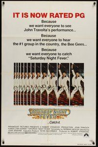 7d747 SATURDAY NIGHT FEVER PG style 1sh R1979 disco dancer John Travolta in most classic pose!