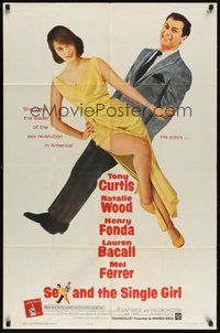 7d764 SEX & THE SINGLE GIRL 1sh '65 great full-length image of Tony Curtis & sexiest Natalie Wood!