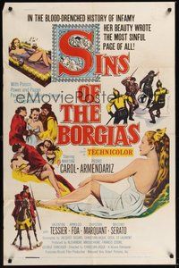 7d781 SINS OF THE BORGIAS 1sh '53 Christian-Jaque's Lucrece Borgia, sexy Martine Carol!