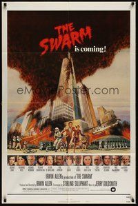7d835 SWARM style B 1sh '78 directed by Irwin Allen, cool art of killer bee attack by C.W. Taylor!