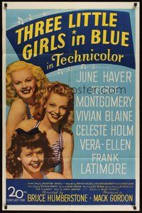 7d875 THREE LITTLE GIRLS IN BLUE 1sh '46 sexy June Haver, Vivian Blaine & Vera-Ellen!