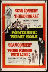 7d879 THUNDERBALL/FROM RUSSIA WITH LOVE 1sh '68 two of Sean Connery's best James Bond roles!