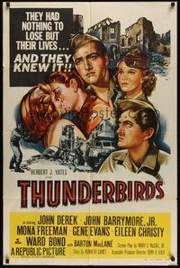 7d881 THUNDERBIRDS 1sh '52 cool art of John Derek & John Barrymore!