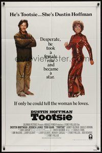 7d895 TOOTSIE duo style int'l 1sh '82 full-length Dustin Hoffman as himself and in drag!
