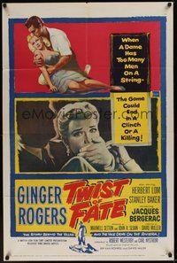 7d918 TWIST OF FATE 1sh '54 sexy dame Ginger Rogers has too many men on a string!