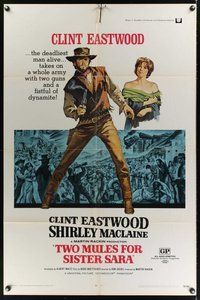 7d920 TWO MULES FOR SISTER SARA 1sh '70 art of gunslinger Clint Eastwood & Shirley MacLaine!