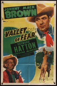 7d930 VALLEY OF FEAR 1sh '47 huge close-up of Johnny Mack Brown, Raymond Hatton!