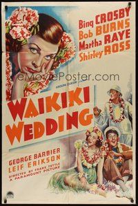 7d945 WAIKIKI WEDDING style A 1sh '37 big mouth Martha Raye, Bing Crosby & Bob Burns in Hawaii!