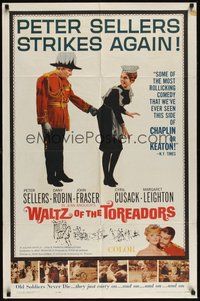 7d946 WALTZ OF THE TOREADORS 1sh '62 wacky image of Peter Sellers pinching maid!