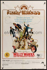 7d976 WILLY WONKA & THE CHOCOLATE FACTORY 1sh R74 Gene Wilder, every kid's dream comes true!