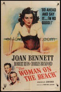 7d981 WOMAN ON THE BEACH 1sh '46 Robert Ryan loves no good Joan Bennett who only loves money!