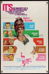 7d982 WOMAN TIMES SEVEN 1sh '67 sexy Shirley MacLaine is as naughty as a pink lace nightgown!