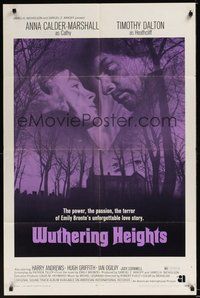 7d987 WUTHERING HEIGHTS 1sh '71 Emily Bronte, Timothy Dalton, Anna Calder-Marshall!