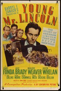 7d995 YOUNG MR. LINCOLN style B 1sh '39 Henry Fonda as President Abraham Lincoln, John Ford