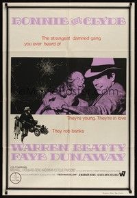 7e362 BONNIE & CLYDE Aust 1sh '67 notorious crime duo Warren Beatty & Faye Dunaway!