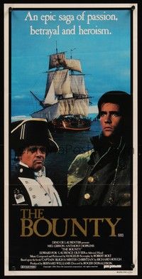 7e408 BOUNTY Aust daybill '84 Mel Gibson, Anthony Hopkins, Mutiny on the Bounty!
