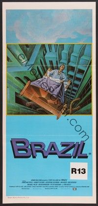 7e410 BRAZIL Aust daybill '85 Terry Gilliam, cool sci-fi fantasy art by Lagarrigue!