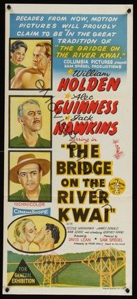 7e414 BRIDGE ON THE RIVER KWAI Aust daybill '58 William Holden, Alec Guinness, David Lean classic!
