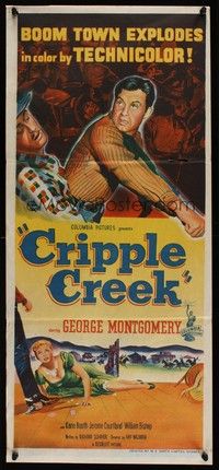 7e441 CRIPPLE CREEK Aust daybill '52 George Montgomery, Karin Booth, Jerome Courtland!