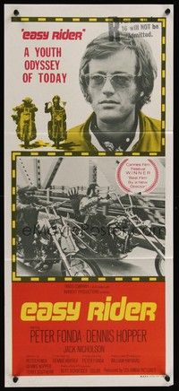 7e473 EASY RIDER Aust daybill '69 Peter Fonda, motorcycle biker classic directed by Dennis Hopper!