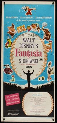 7e483 FANTASIA Aust daybill R70s Disney musical cartoon classic, Mickey Mouse!