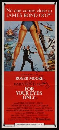 7e497 FOR YOUR EYES ONLY Aust daybill '81 no one comes close to Roger Moore as James Bond 007!