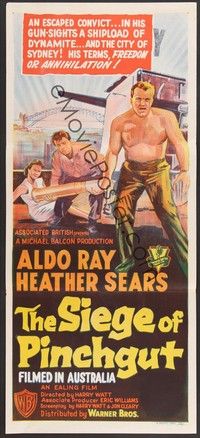 7e498 FOUR DESPERATE MEN Aust daybill '59 Aldo Ray, Heather Sears, The Siege of Pinchgut!