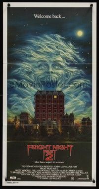 7e503 FRIGHT NIGHT 2 Aust daybill '89 creepy spirit artwork, more than a sequel, it's a scream!