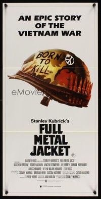 7e506 FULL METAL JACKET Aust daybill '87 Stanley Kubrick bizarre Vietnam War movie!